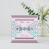 Roze Blauwgroen Blauw Zwart Stropdas Party Kaart (Staand voorkant)