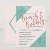 Roze Blauwgroen blauwe faux Glitter Sequin Brunch Kaart (Voorkant / Achterkant)