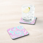 Roze, Blauwgroen blauwe, gedraaide marmervochtige Bier Onderzetter (Rechterzijde)