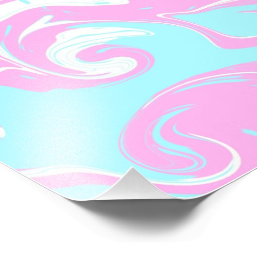 Roze, Blauwgroen blauwe, gedraaide marmervochtige  Foto Afdruk (Hoek)