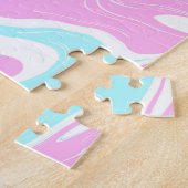 Roze, Blauwgroen blauwe, gedraaide marmervochtige Legpuzzel (Zijkant)