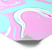 Roze, Blauwgroen blauwe, gedraaide marmervochtige  Poster (Hoek)