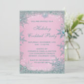 Roze Blauwgroen Blauwe Snowflake Kerstmis Kaart (Staand voorkant)