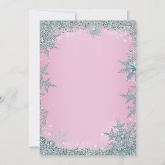 Roze Blauwgroen Blauwe Snowflake Kerstmis Kaart (Achterkant)