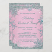 Roze Blauwgroen Blauwe Snowflake Kerstmis Kaart (Voorkant / Achterkant)