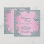 Roze Blauwgroen Blauwe Snowflake Kerstmis Kaart (Voorkant / Achterkant)