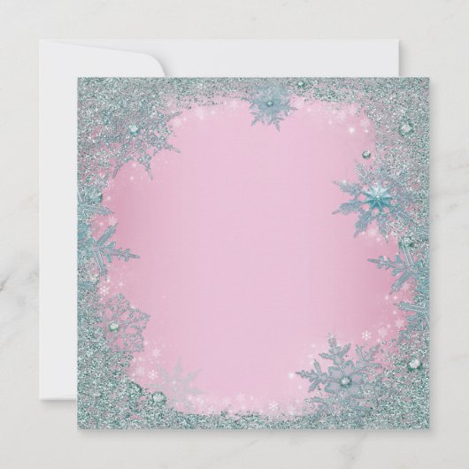 Roze Blauwgroen Blauwe Snowflake Kerstmis Kaart (Achterkant)