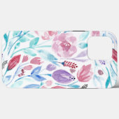 Roze Blauwgroen blauwe Waterverf Flowers Case-Mate iPhone Case (Achterkant (horizontaal))
