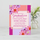 Roze Blauwgroen Bloemen Bladeren Oliebeschilderd A Kaart (Staand voorkant)