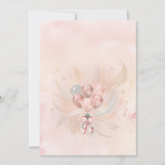 Roze Blauwgroen Bloemen Blond Ballerina Meisje Ver Kaart (Achterkant)