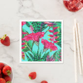 Roze & Blauwgroen Bloemen Servet (Insitu)