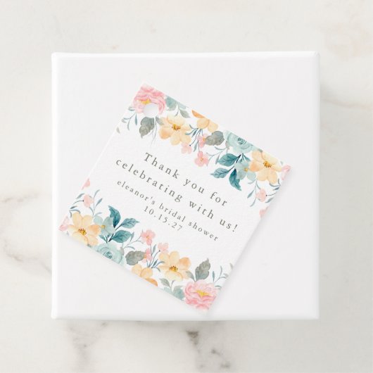 Roze Blauwgroen Bloemen Vrijgezellenfeest Custom D Bedankjes Labels (In situ)