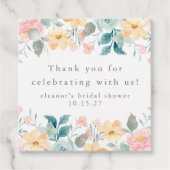 Roze Blauwgroen Bloemen Vrijgezellenfeest Custom D Bedankjes Labels (Voorkant)