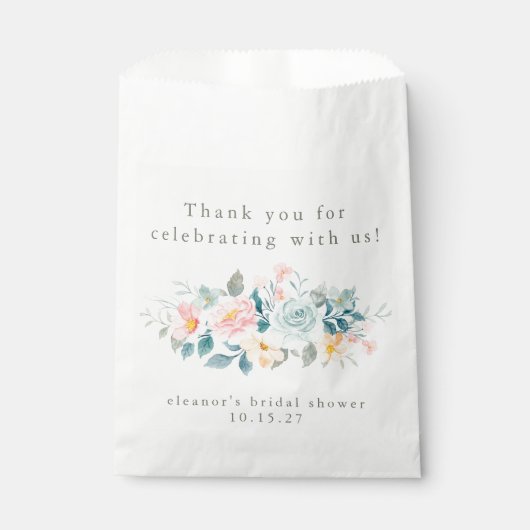 Roze Blauwgroen Bloemen Vrijgezellenfeest Custom D Bedankzakje (Voorkant)