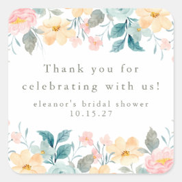 Roze Blauwgroen Bloemen Vrijgezellenfeest Custom D Vierkante Sticker