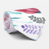 Roze Blauwgroen Blue Spring Waterverf Flowers Patr Stropdas (Opgerold)