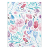 Roze Blauwgroen Blue Spring Waterverf Flowers Patr Tafelkleed (Voorkant)