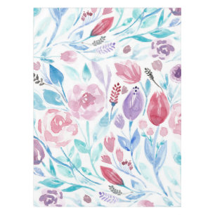 Roze Blauwgroen Blue Spring Waterverf Flowers Patr Tafelkleed