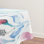 Roze Blauwgroen Blue Spring Waterverf Flowers Patr Tafelkleed (Voorbeeld)