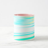 Roze Blauwgroen Blue Wave Monogram Initialen Abstr Mok (Midden)