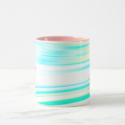 Roze Blauwgroen Blue Wave Monogram Initialen Abstr Mok (Midden)