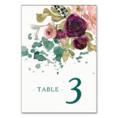 Roze Blauwgroen Bourgogne Floral Wedding Kaart (Voorkant)