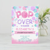 Roze Blauwgroen Bubbles Verjaardagsuitnodiging Kaart (Staand voorkant)