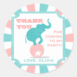 Roze   Blauwgroen carnavalpartij Big Top Favor Sti Ronde Sticker