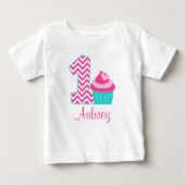 Roze Blauwgroen Cupcake 1e Verjaardag gepersonalis (Voorkant)