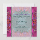 Roze Blauwgroen Dames Diner Uitnodiging (Achterkant)