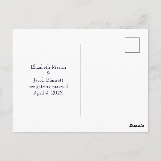 Roze & Blauwgroen Donker Bloemen Foto Save the Dat Briefkaart (Achterkant)