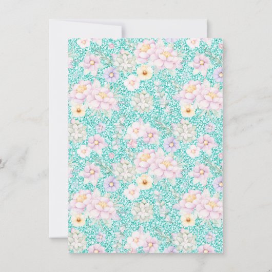 Roze Blauwgroen Eenhoorn Baby Shower Uitnodigingen (Achterkant)