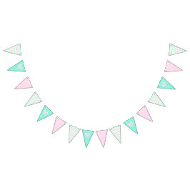 Roze, Blauwgroen en gestripte hartslagbanner Vlaggetjes