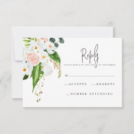 Roze, blauwgroen en orchidee tropische bloemen R.S RSVP Kaartje