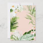 Roze, blauwgroen en orchidee tropische floraal save the date (Achterkant)