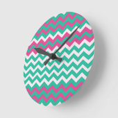 Roze, Blauwgroen en witte zigags. Ronde Klok (Hoek)
