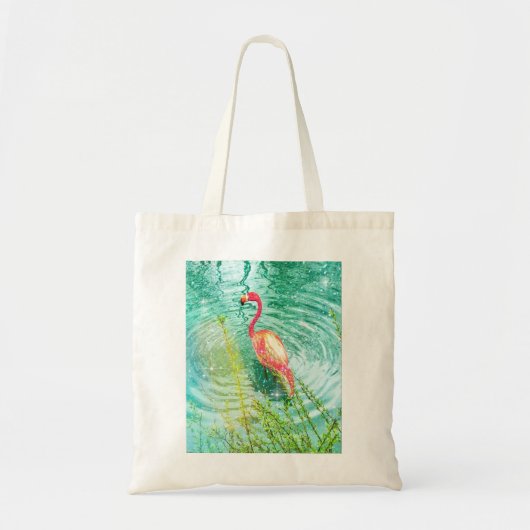 Roze Blauwgroen Flamingo Glitter Tropical Summer G Tote Bag (Voorkant)