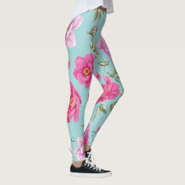  roze blauwgroen floraal leggings