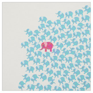  roze blauwgroen floraal schattig olifantenpatroon stof