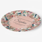 Roze Blauwgroen Floral Afstuderen gefeliciteerd Papieren Bordje (Gekanteld)