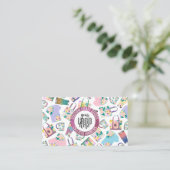 Roze Blauwgroen Floral Glitter Etsy Home Crafter L Visitekaartje (Staand voorkant)