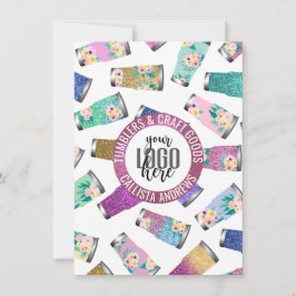 Roze Blauwgroen Floral Glitter Tumbler Care Instru