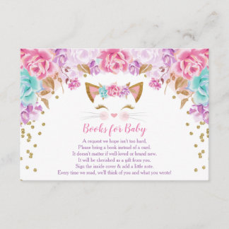 Roze blauwgroen florale katten voor baby informatiekaartje