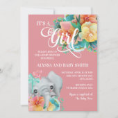 Roze Blauwgroen geel plantaardig olifant, babymeis Kaart (Voorkant)