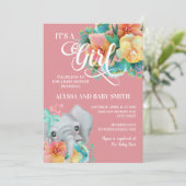 Roze Blauwgroen geel plantaardig olifant, babymeis Kaart (Staand voorkant)