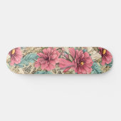  Roze & Blauwgroen  Geïnspireerde Bloemen Persoonlijk Skateboard (Horizontaal)