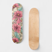  Roze & Blauwgroen  Geïnspireerde Bloemen Persoonlijk Skateboard (Voorkant)