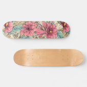  Roze & Blauwgroen  Geïnspireerde Bloemen Persoonlijk Skateboard (Horizontaal)