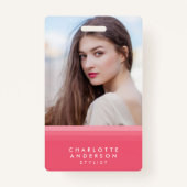 Roze & Blauwgroen gelaagde foto Badge (Voorkant)