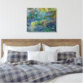 Roze Blauwgroen Gele Abstracte Kunst op Canvas Afdruk (Insitu (Slaapkamer))
